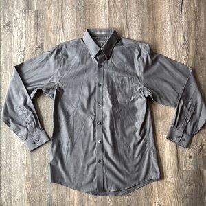 Eddie Bauer Shirt Gray Button Down Dress Shirt Relaxed Fit Size Small Cotton